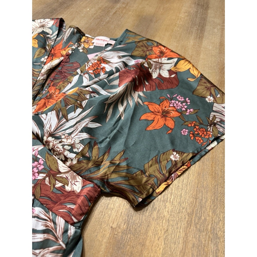Showpo Vacay Ready Maxi Dress Size 14 Floral Plunge Neckline Thigh High Slit - Picture 15 of 15